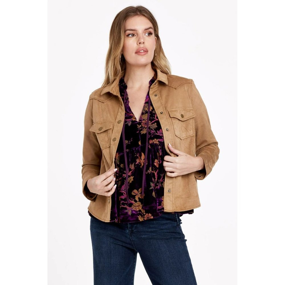 Dear John Denim Star Shacket Shirt Jacket Tan Extra Small XS